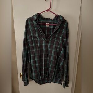 Mossimo Supply Co Green and Gray Casual Button Down Shirt